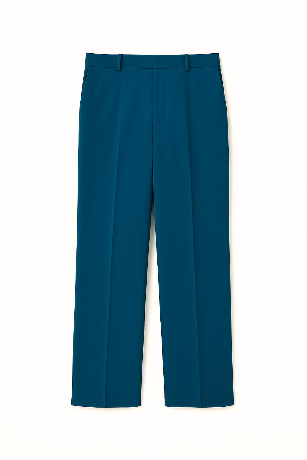 Pantalon droit habillé en laine froide bleu indigo pour homme - Kantawa Paris